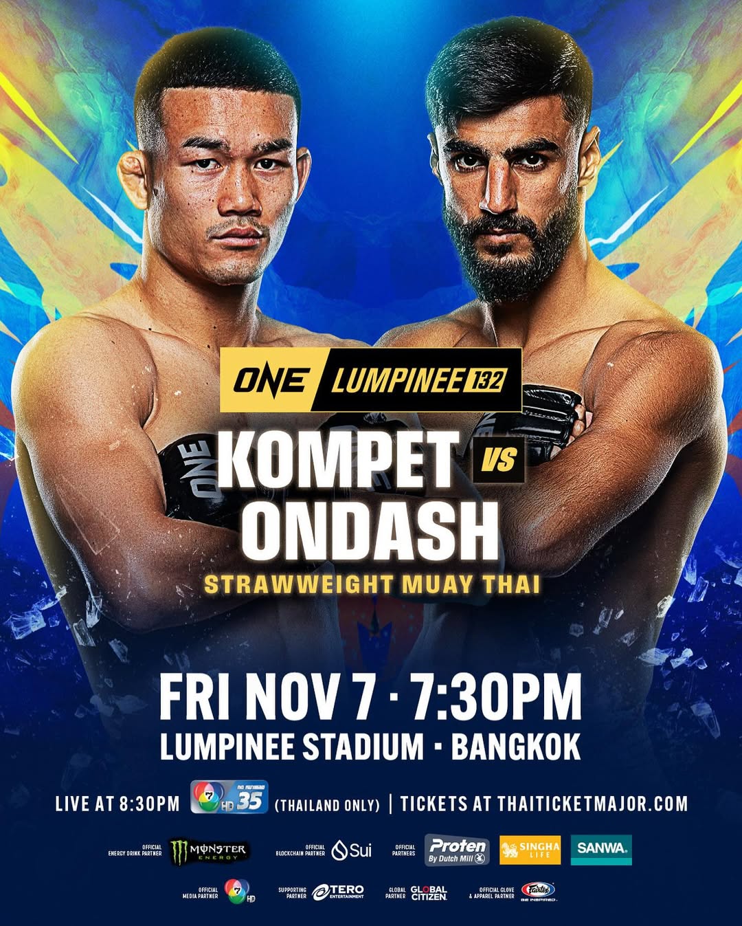 ONE Friday Fights 132 (7/nov) — card completo, horários BR/US/TH, como assistir e lutas-chave