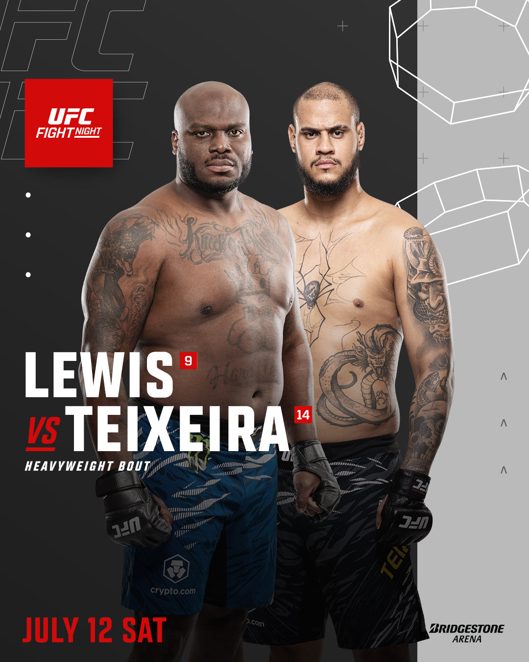 UFC Fight Night Nashville (12/jul): Lewis x Teixeira lideram noite de explosões