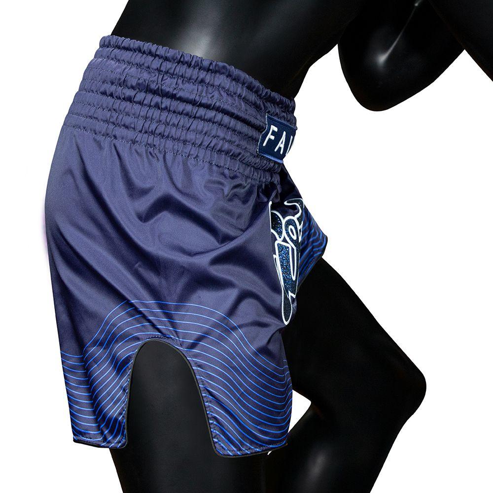 Fairtex Shark Muay Thai Shorts – Satin Kickboxing & MMA Fight Shorts (Blue, Unisex)